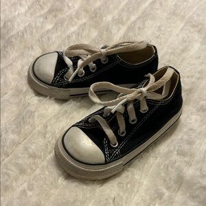 Kids Black Canvas Lace-Up Sneakers